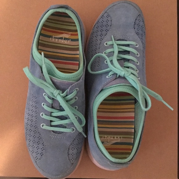 Dansko Women's Suede Leather Shoes Size Blue Green Slip Resist - Picture 8 of 10